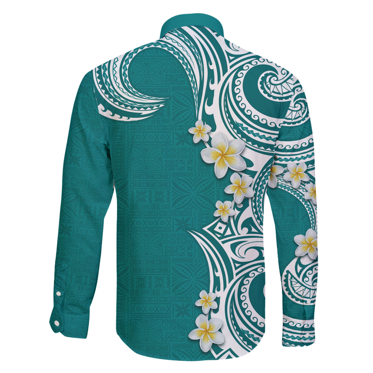 Aloha Polynesian Plumeria Flower Family Matching Mermaid Dress and Hawaiian Shirt Teal Color LT03 - Polynesian Pride