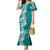 Aloha Polynesian Plumeria Flower Family Matching Mermaid Dress and Hawaiian Shirt Teal Color