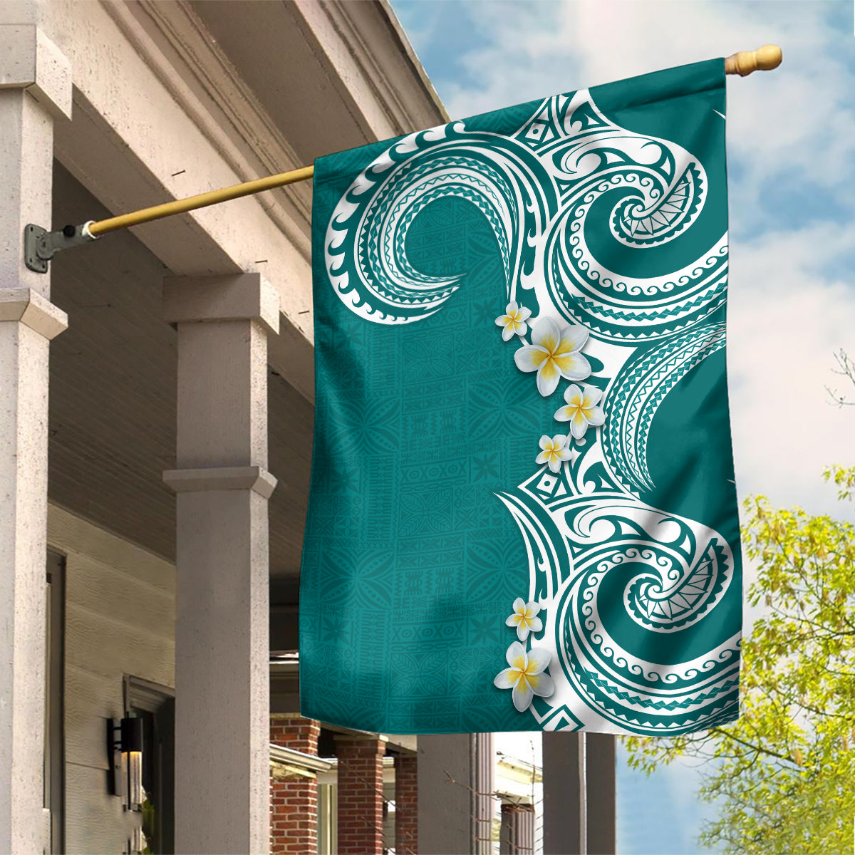 Aloha Polynesian Plumeria Flower Garden Flag Teal Color LT03 House Flag Teal - Polynesian Pride