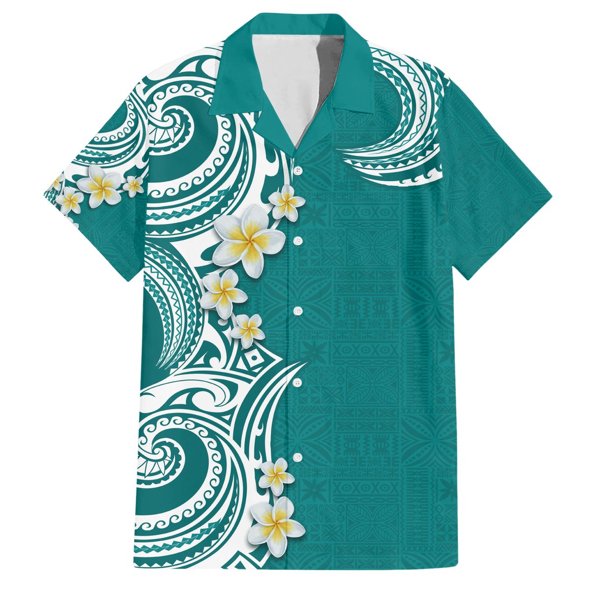 Aloha Polynesian Plumeria Flower Hawaiian Shirt Teal Color LT03 Teal - Polynesian Pride