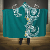 Aloha Polynesian Plumeria Flower Hooded Blanket Teal Color LT03 One Size Teal - Polynesian Pride