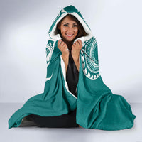 Aloha Polynesian Plumeria Flower Hooded Blanket Teal Color LT03 - Polynesian Pride