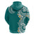 Aloha Polynesian Plumeria Flower Hoodie Teal Color