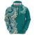 Aloha Polynesian Plumeria Flower Hoodie Teal Color