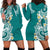 Aloha Polynesian Plumeria Flower Hoodie Dress Teal Color