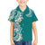 Aloha Polynesian Plumeria Flower Kid Hawaiian Shirt Teal Color