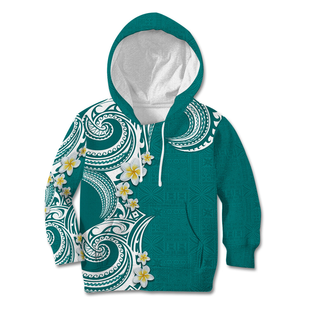 Aloha Polynesian Plumeria Flower Kid Hoodie Teal Color LT03 Hoodie Teal - Polynesian Pride
