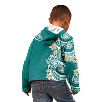 Aloha Polynesian Plumeria Flower Kid Hoodie Teal Color LT03 - Polynesian Pride