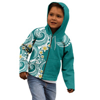 Aloha Polynesian Plumeria Flower Kid Hoodie Teal Color LT03 - Polynesian Pride