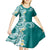 Aloha Polynesian Plumeria Flower Kid Short Sleeve Dress Teal Color