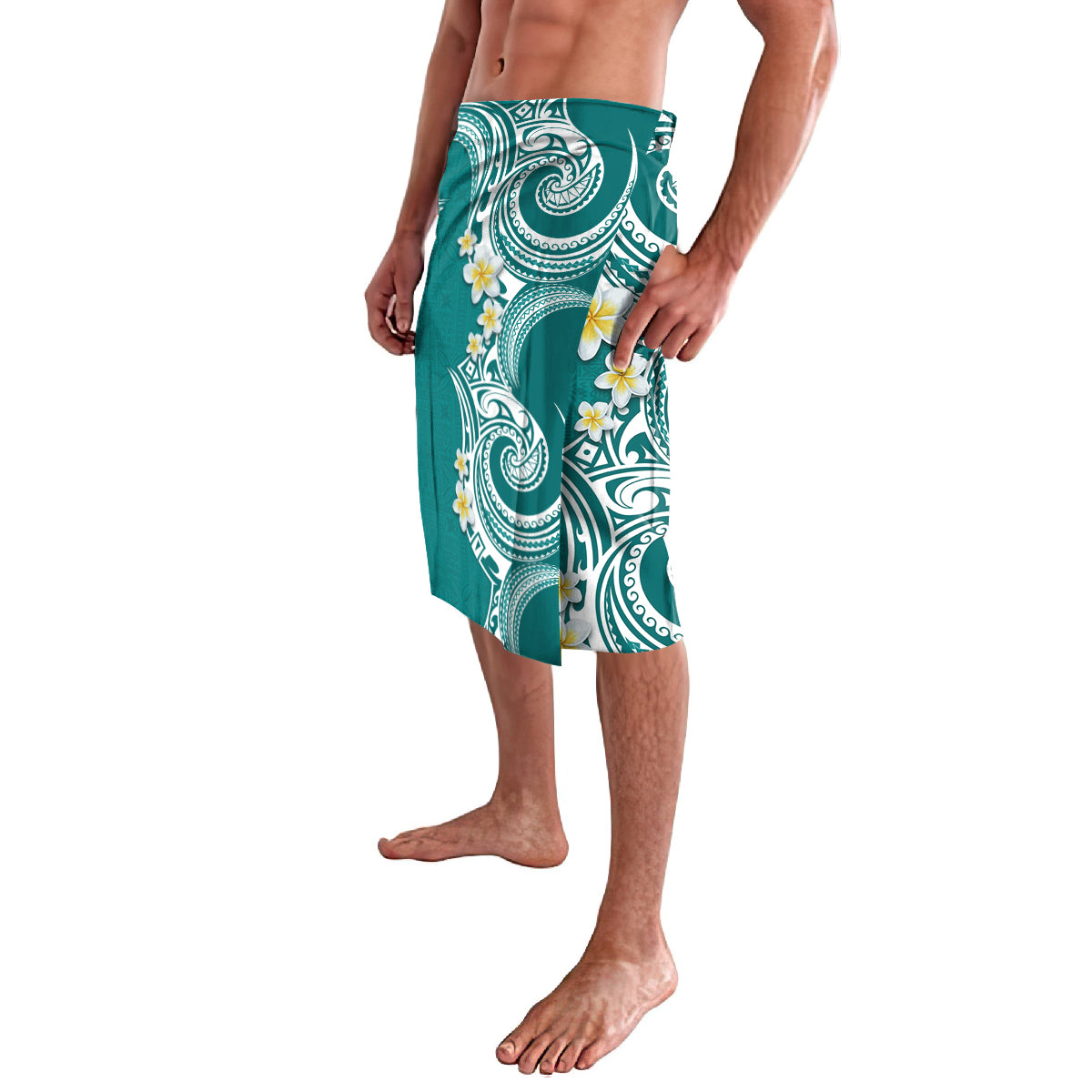 Aloha Polynesian Plumeria Flower Lavalava Teal Color LT03 - Polynesian Pride