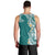 Aloha Polynesian Plumeria Flower Men Tank Top Teal Color