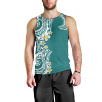 Aloha Polynesian Plumeria Flower Men Tank Top Teal Color LT03 - Polynesian Pride