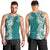 Aloha Polynesian Plumeria Flower Men Tank Top Teal Color