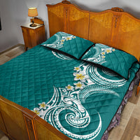 Aloha Polynesian Plumeria Flower Quilt Bed Set Teal Color LT03 - Polynesian Pride
