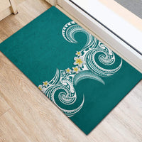 Aloha Polynesian Plumeria Flower Rubber Doormat Teal Color LT03 - Polynesian Pride