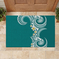Aloha Polynesian Plumeria Flower Rubber Doormat Teal Color LT03 - Polynesian Pride