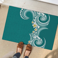 Aloha Polynesian Plumeria Flower Rubber Doormat Teal Color LT03 - Polynesian Pride
