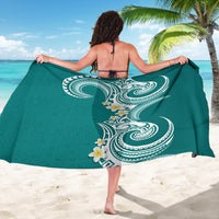 Aloha Polynesian Plumeria Flower Sarong Teal Color