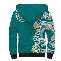 Aloha Polynesian Plumeria Flower Sherpa Hoodie Teal Color LT03 - Polynesian Pride