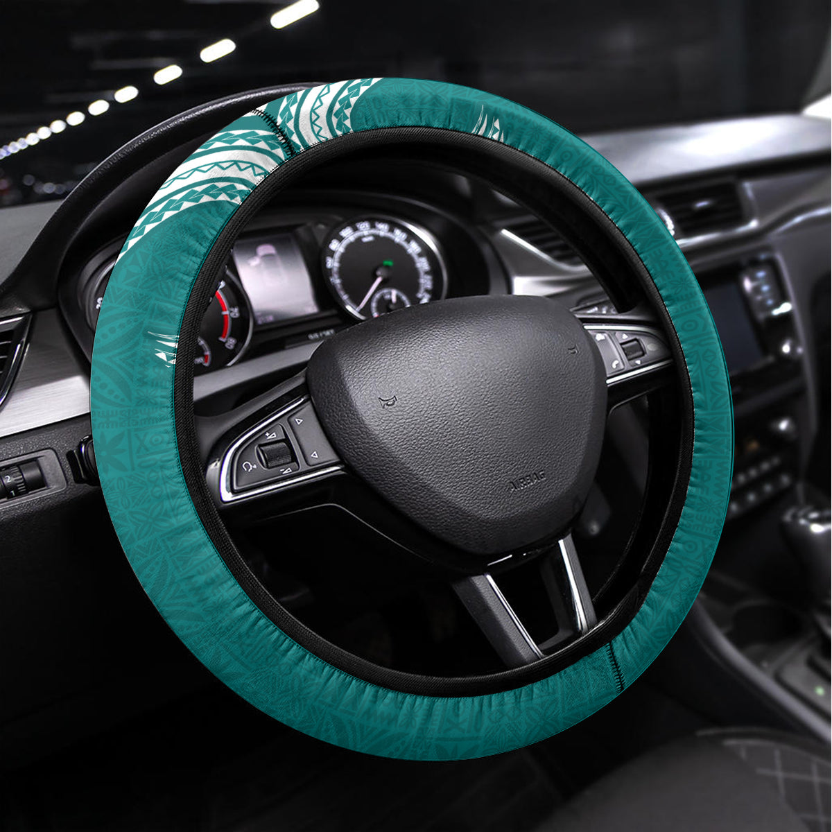 Aloha Polynesian Plumeria Flower Steering Wheel Cover Teal Color LT03 Universal Fit Teal - Polynesian Pride
