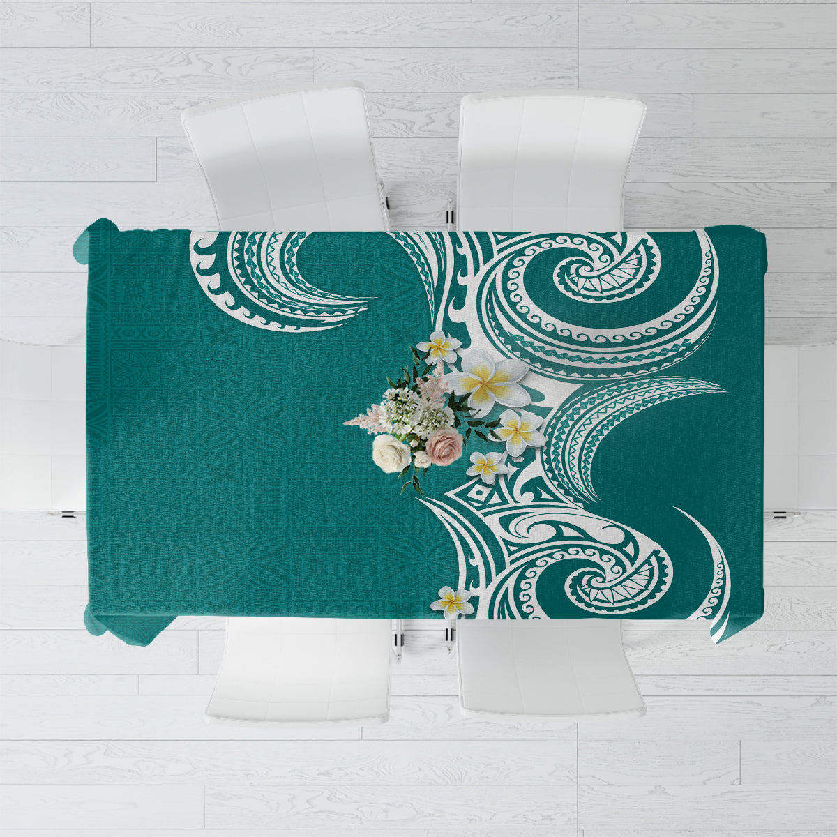 Aloha Polynesian Plumeria Flower Tablecloth Teal Color LT03 Teal - Polynesian Pride