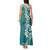 Aloha Polynesian Plumeria Flower Tank Maxi Dress Teal Color