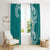 Aloha Polynesian Plumeria Flower Window Curtain Teal Color