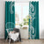 Aloha Polynesian Plumeria Flower Window Curtain Teal Color