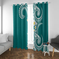 Aloha Polynesian Plumeria Flower Window Curtain Teal Color LT03 With Grommets Teal - Polynesian Pride