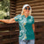 Aloha Polynesian Plumeria Flower Women Polo Shirt Teal Color