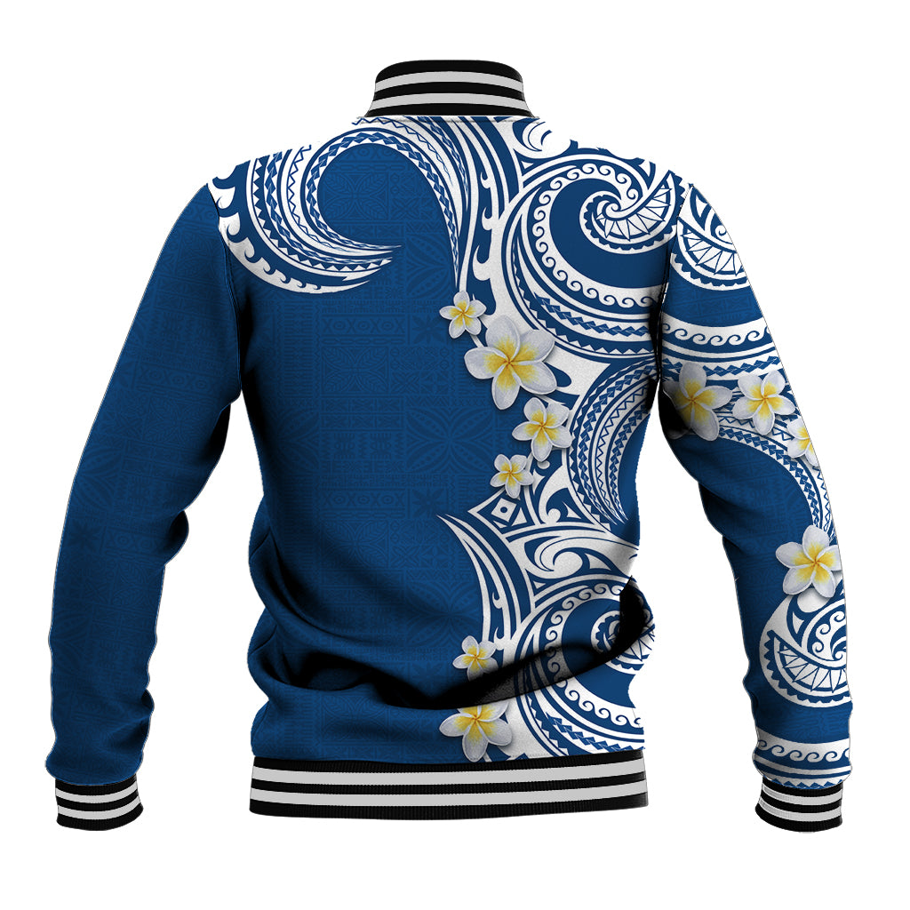 Aloha Polynesian Plumeria Flower Baseball Jacket Blue Color LT03 - Polynesian Pride