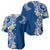 Aloha Polynesian Plumeria Flower Baseball Jersey Blue Color