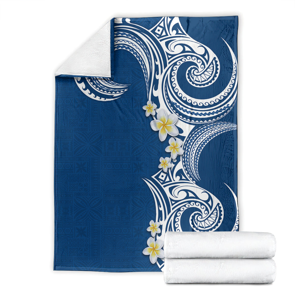 Aloha Polynesian Plumeria Flower Blanket Blue Color LT03 - Polynesian Pride
