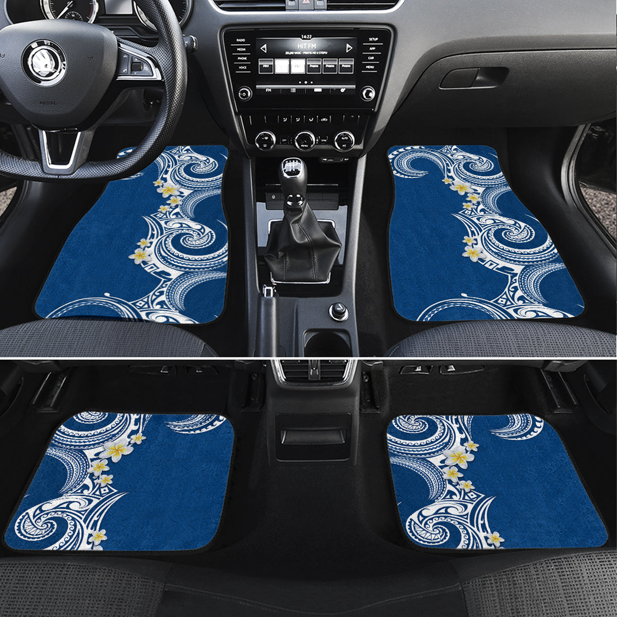 Aloha Polynesian Plumeria Flower Car Mats Blue Color LT03 Set 4pcs Blue - Polynesian Pride
