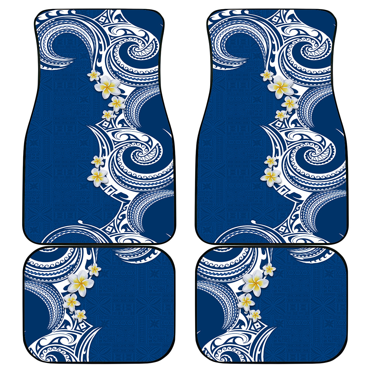 Aloha Polynesian Plumeria Flower Car Mats Blue Color LT03 - Polynesian Pride