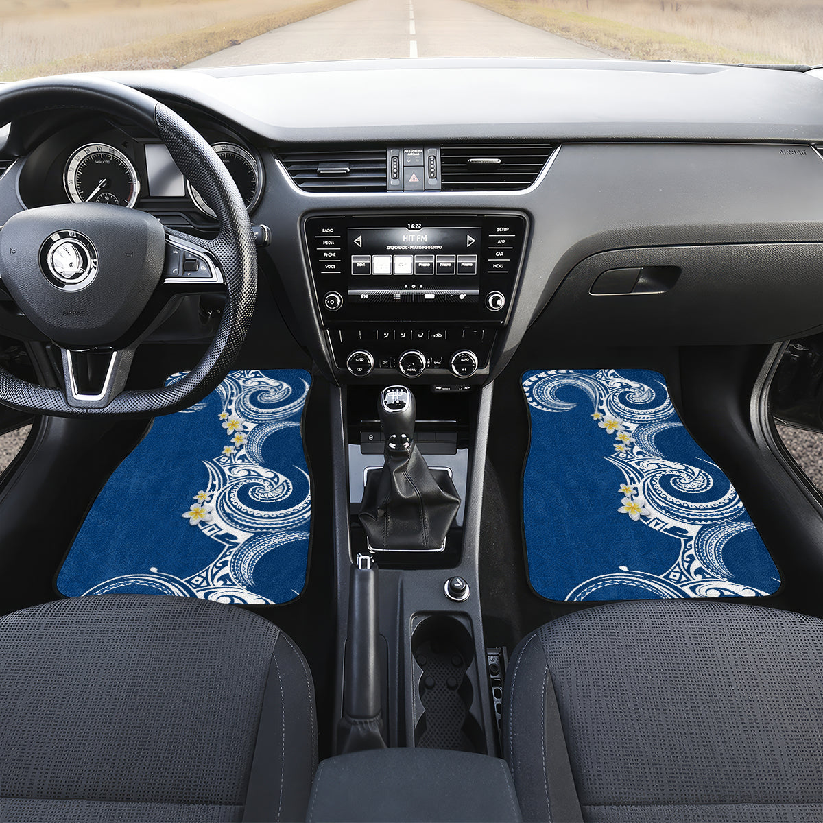 Aloha Polynesian Plumeria Flower Car Mats Blue Color LT03 Set 2pcs - Front Blue - Polynesian Pride
