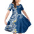 Aloha Polynesian Plumeria Flower Family Matching Mermaid Dress and Hawaiian Shirt Blue Color