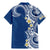 Aloha Polynesian Plumeria Flower Family Matching Mermaid Dress and Hawaiian Shirt Blue Color