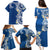 Aloha Polynesian Plumeria Flower Family Matching Puletasi and Hawaiian Shirt Blue Color