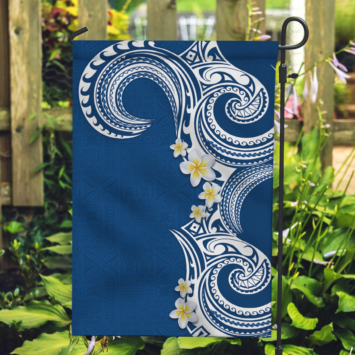 Aloha Polynesian Plumeria Flower Garden Flag Blue Color LT03 Garden Flag Blue - Polynesian Pride