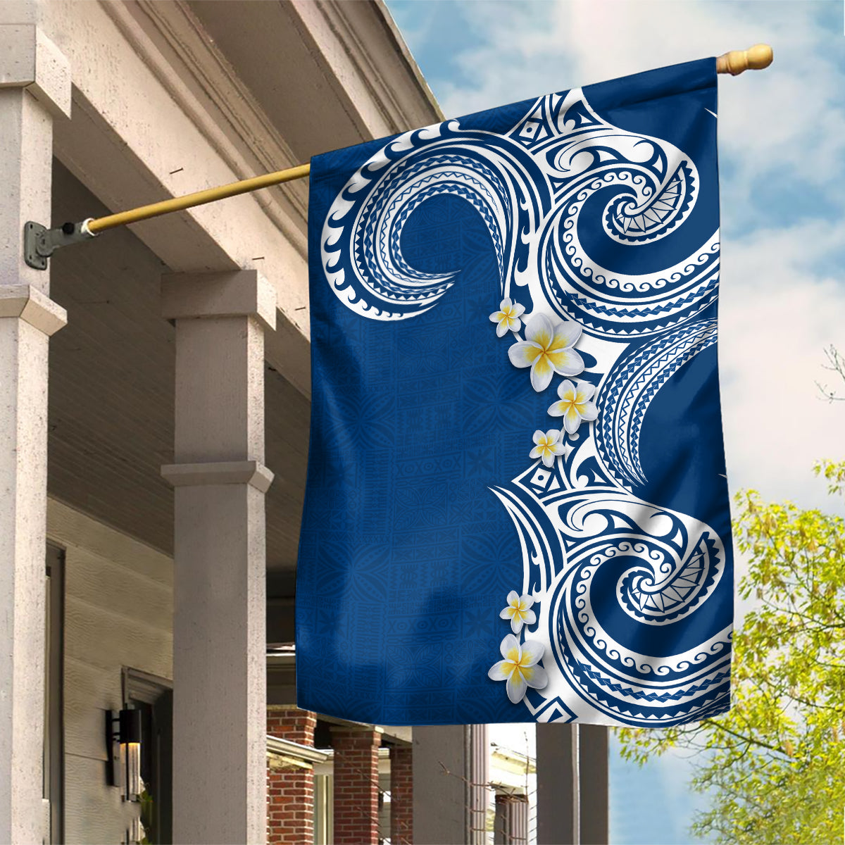 Aloha Polynesian Plumeria Flower Garden Flag Blue Color LT03 House Flag Blue - Polynesian Pride
