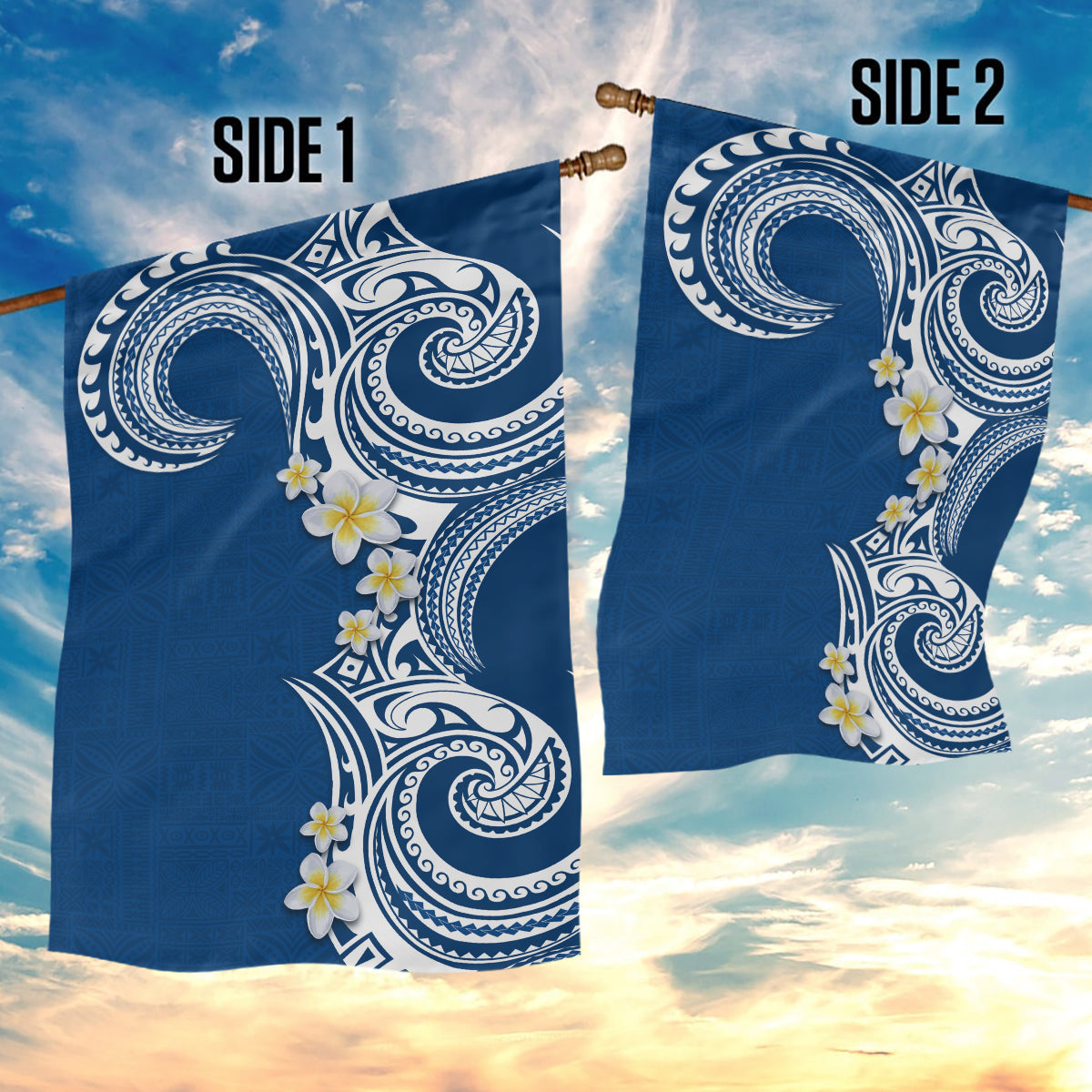 Aloha Polynesian Plumeria Flower Garden Flag Blue Color LT03 - Polynesian Pride