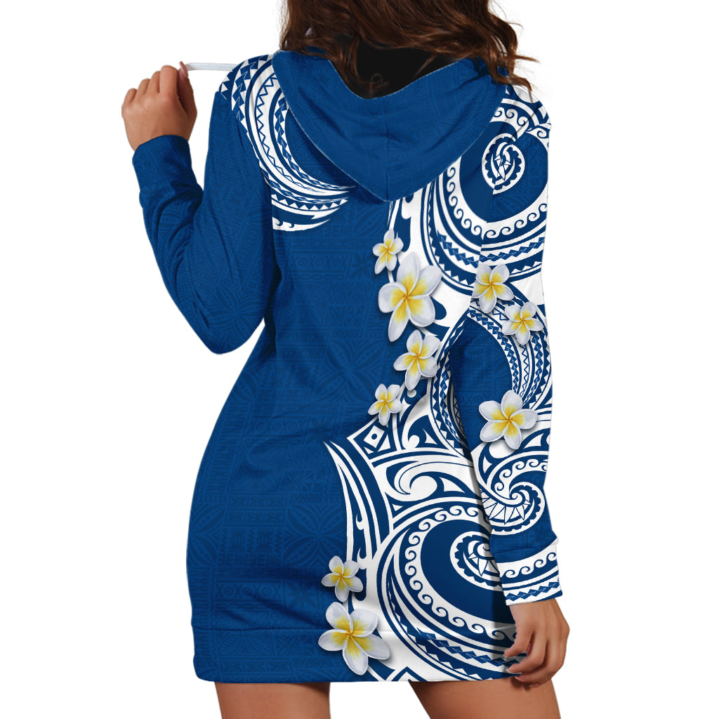 Aloha Polynesian Plumeria Flower Hoodie Dress Blue Color LT03 - Polynesian Pride