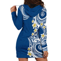 Aloha Polynesian Plumeria Flower Hoodie Dress Blue Color LT03 - Polynesian Pride