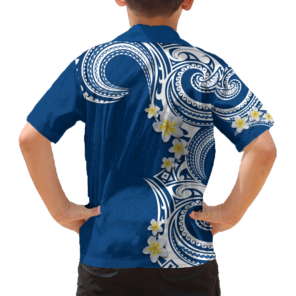 Aloha Polynesian Plumeria Flower Kid Hawaiian Shirt Blue Color LT03 - Polynesian Pride