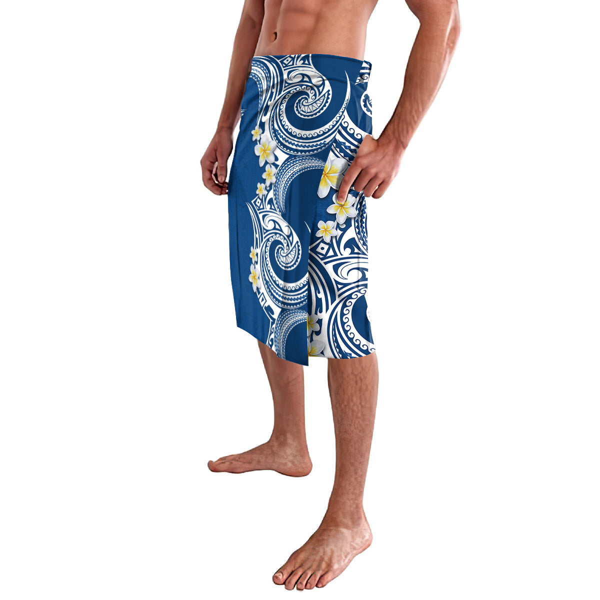 Aloha Polynesian Plumeria Flower Lavalava Blue Color LT03 - Polynesian Pride