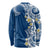 Aloha Polynesian Plumeria Flower Long Sleeve Shirt Blue Color