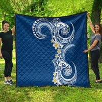 Aloha Polynesian Plumeria Flower Quilt Blue Color