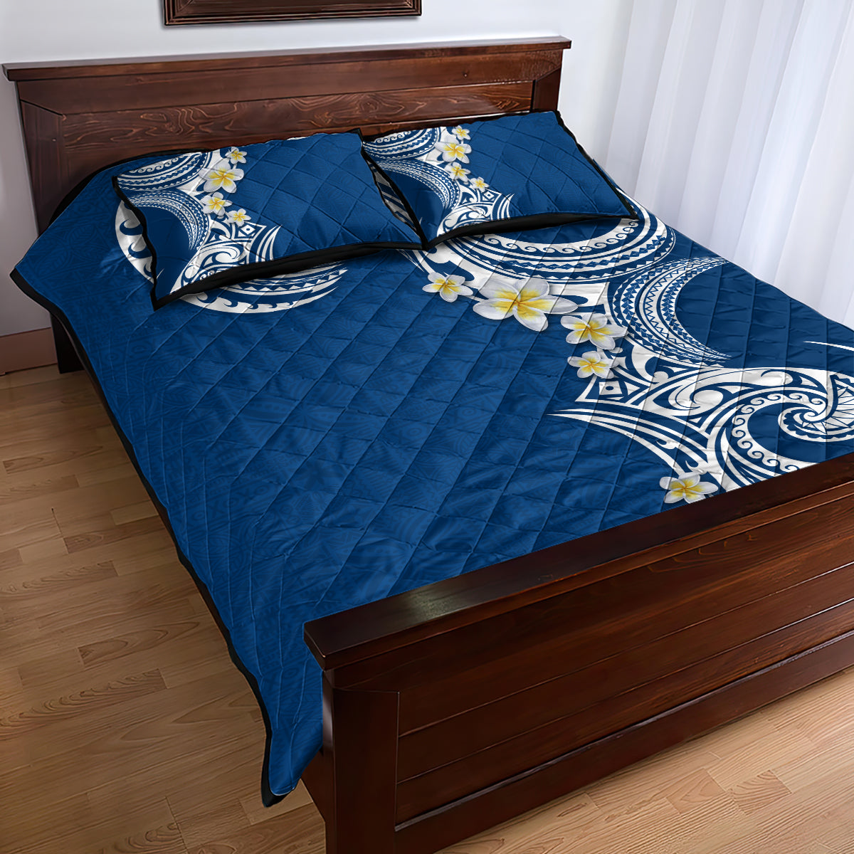 Aloha Polynesian Plumeria Flower Quilt Bed Set Blue Color LT03 - Polynesian Pride